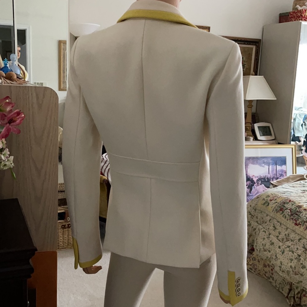 NWT J. Crew Lexington Wool Blazer Cream Yellow Trim Preppy Equestrian Size 4 - Picture 5 of 16
